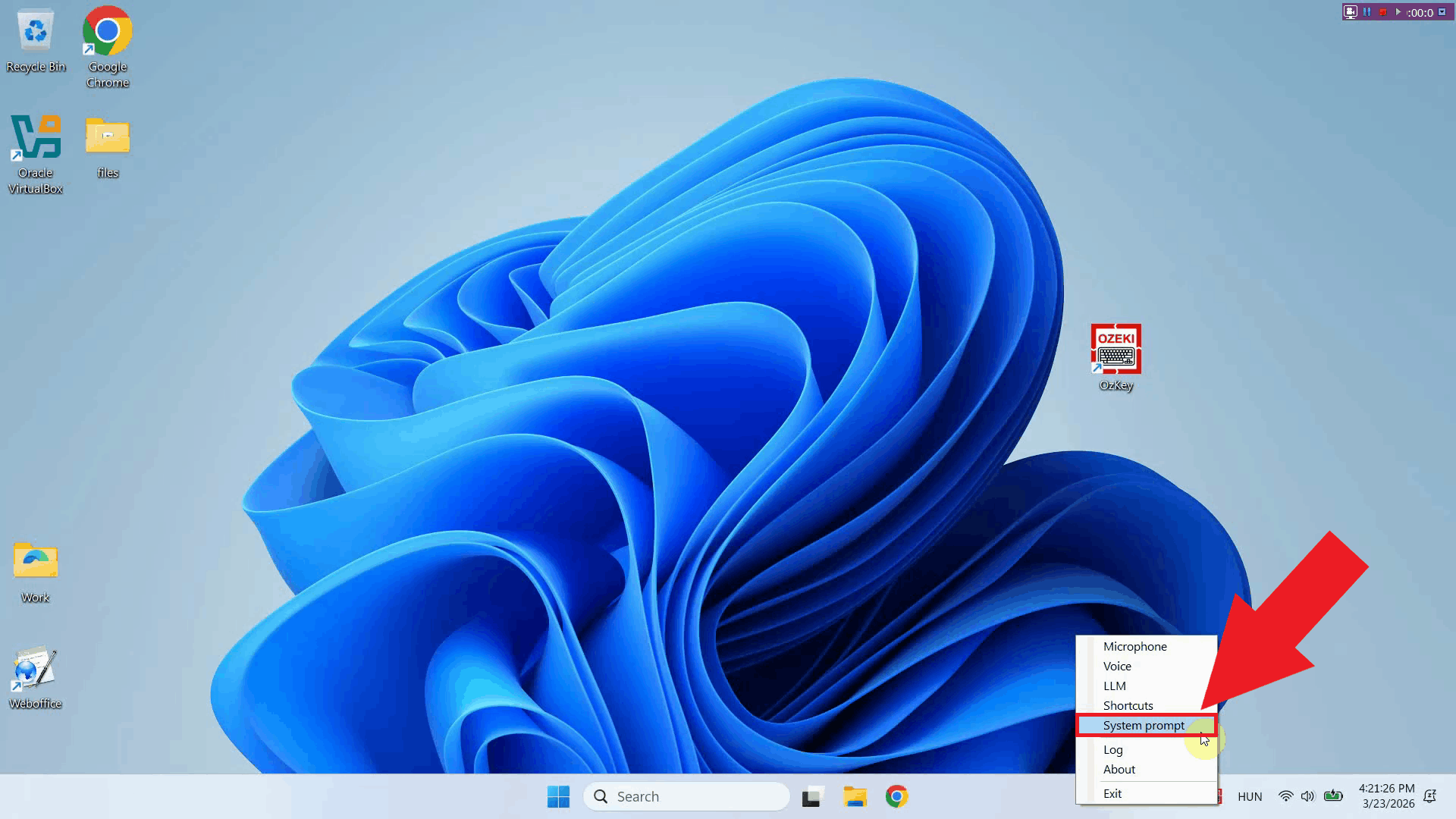 Navigate to system prompt from context menu
