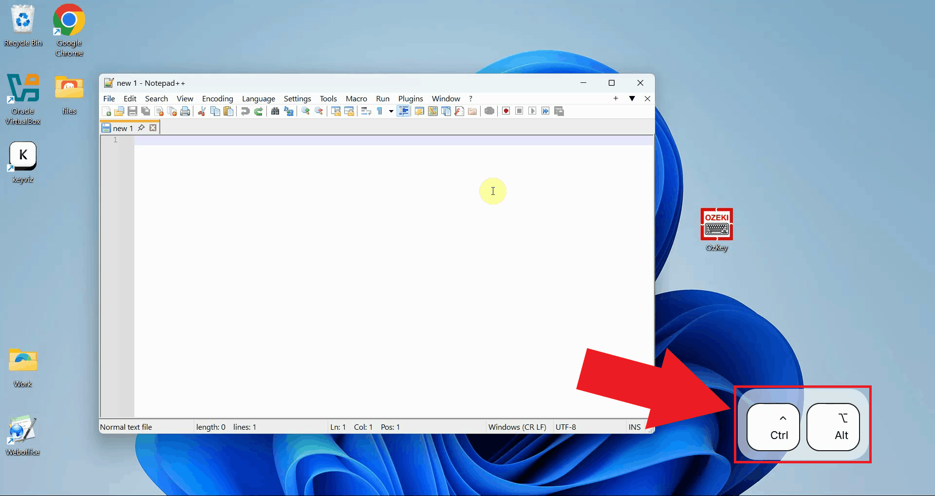 Record voice by holding Ctrl + Alt keys