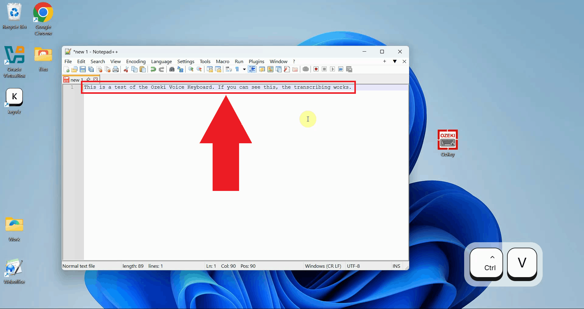 Transcription automatically pasted in text editor