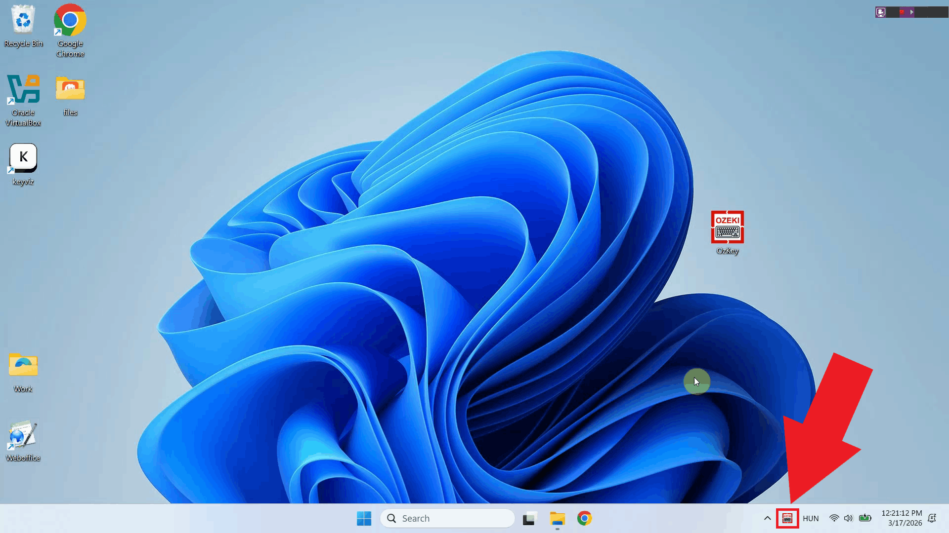 Find Voice Keyboard tray icon