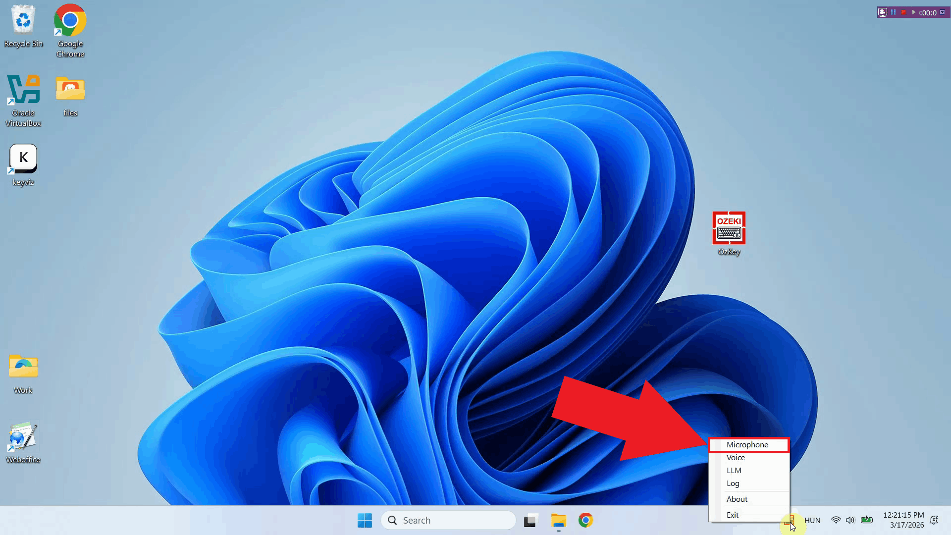 Open microphone settings from context menu