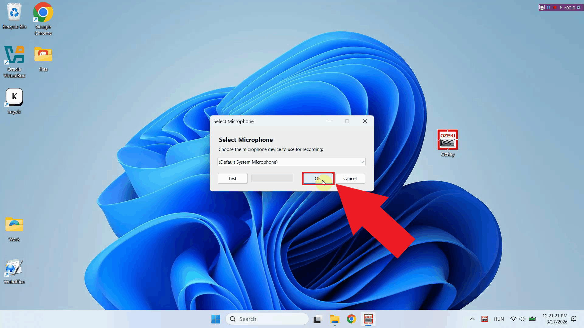 Click OK to save settings