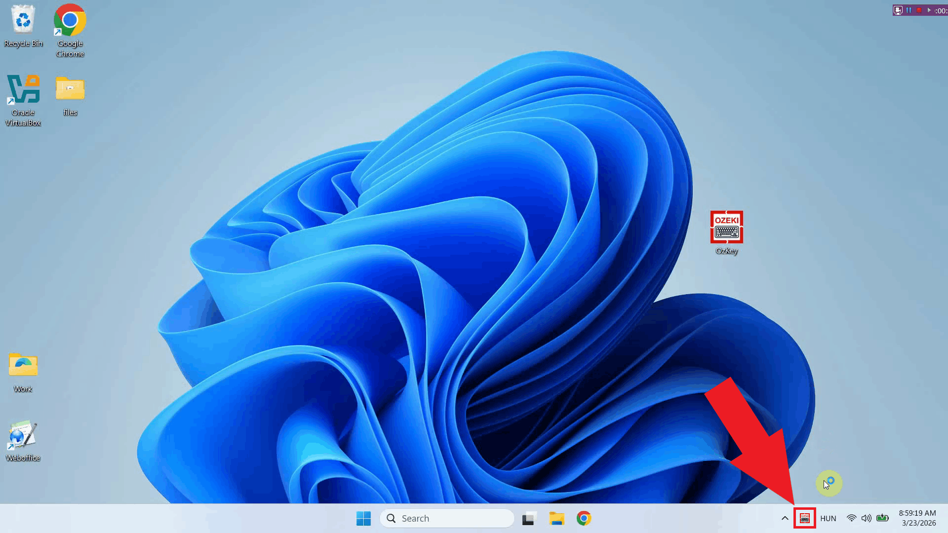 Find Voice Keyboard tray icon