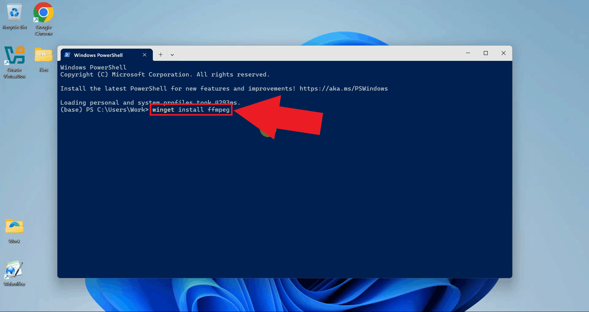 Install FFmpeg using winget