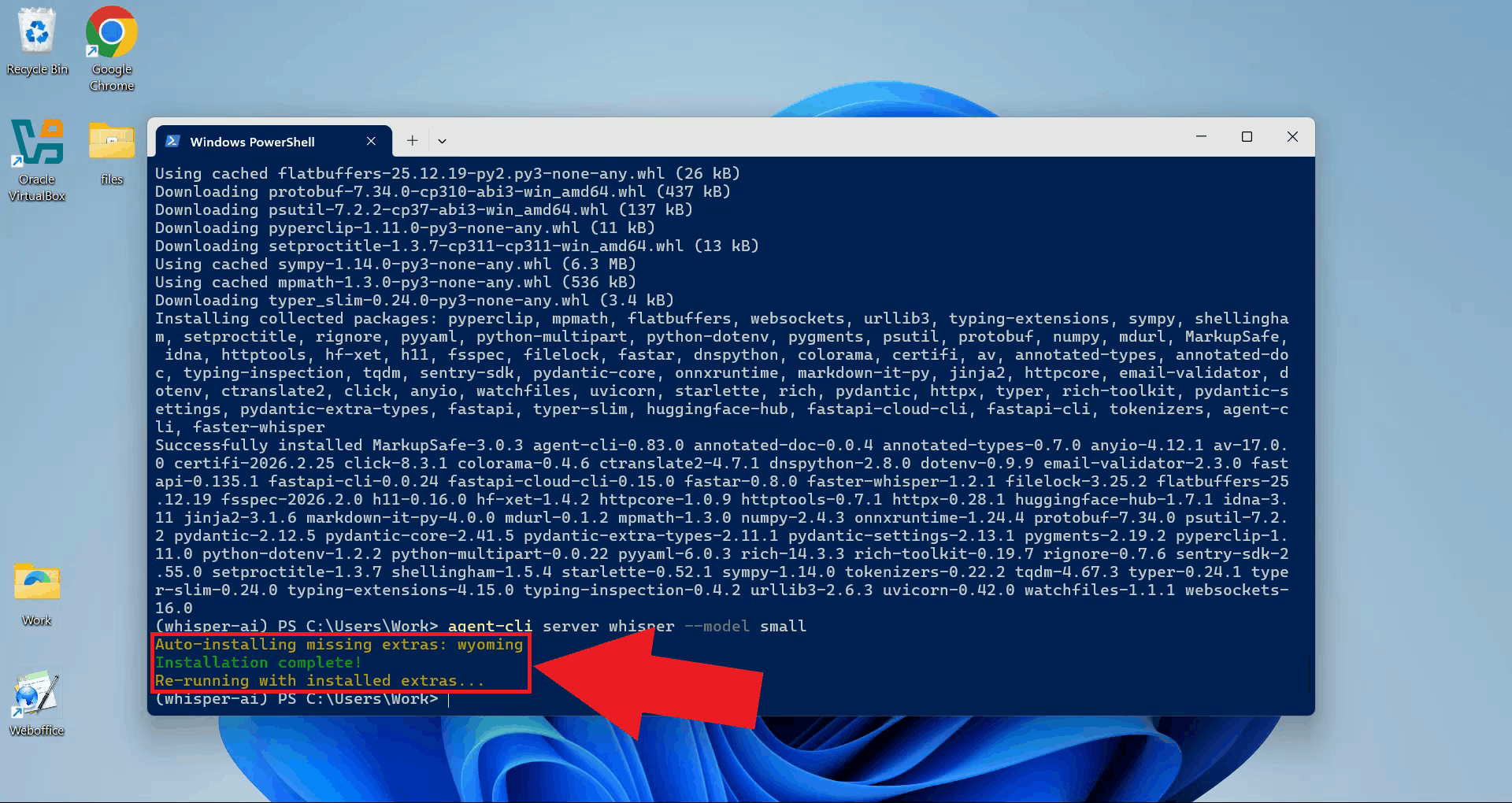 Wait for agent-cli to install Wyoming
