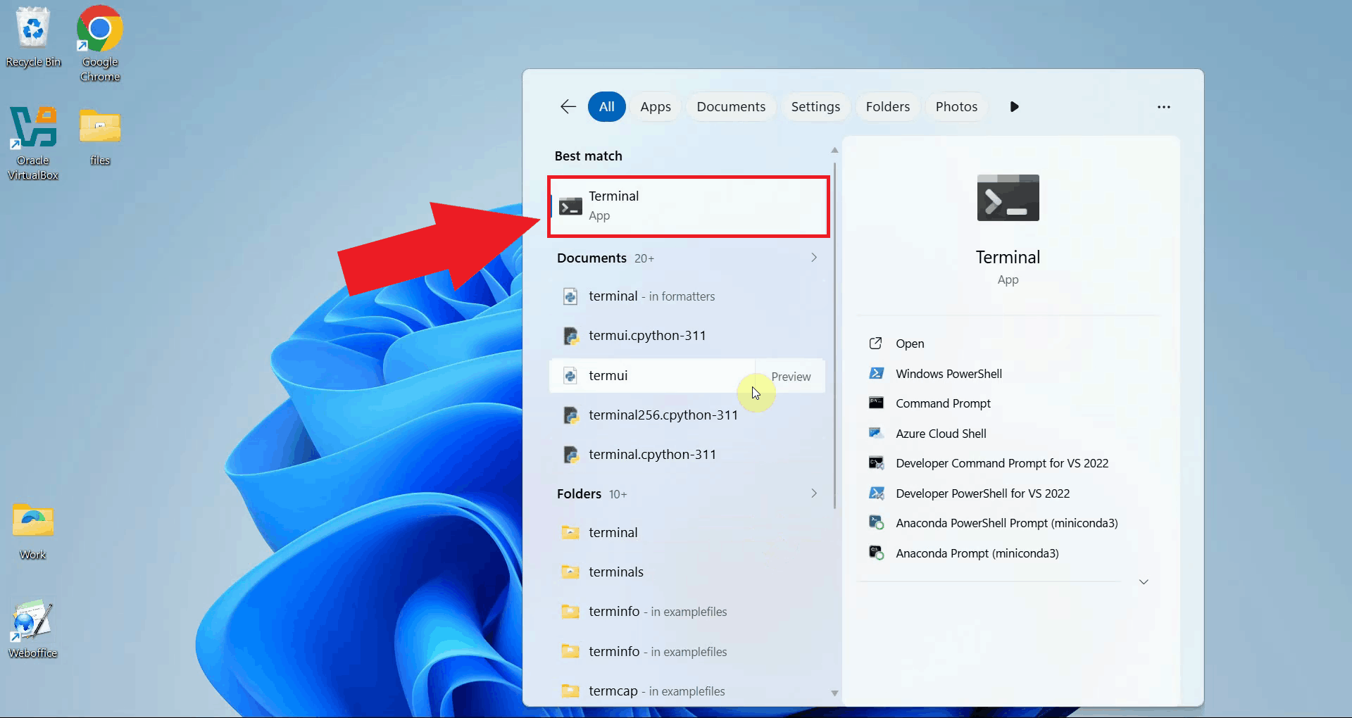 Open terminal window