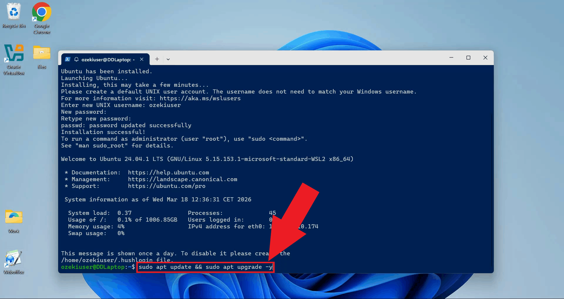 Update and upgrade Ubuntu packages