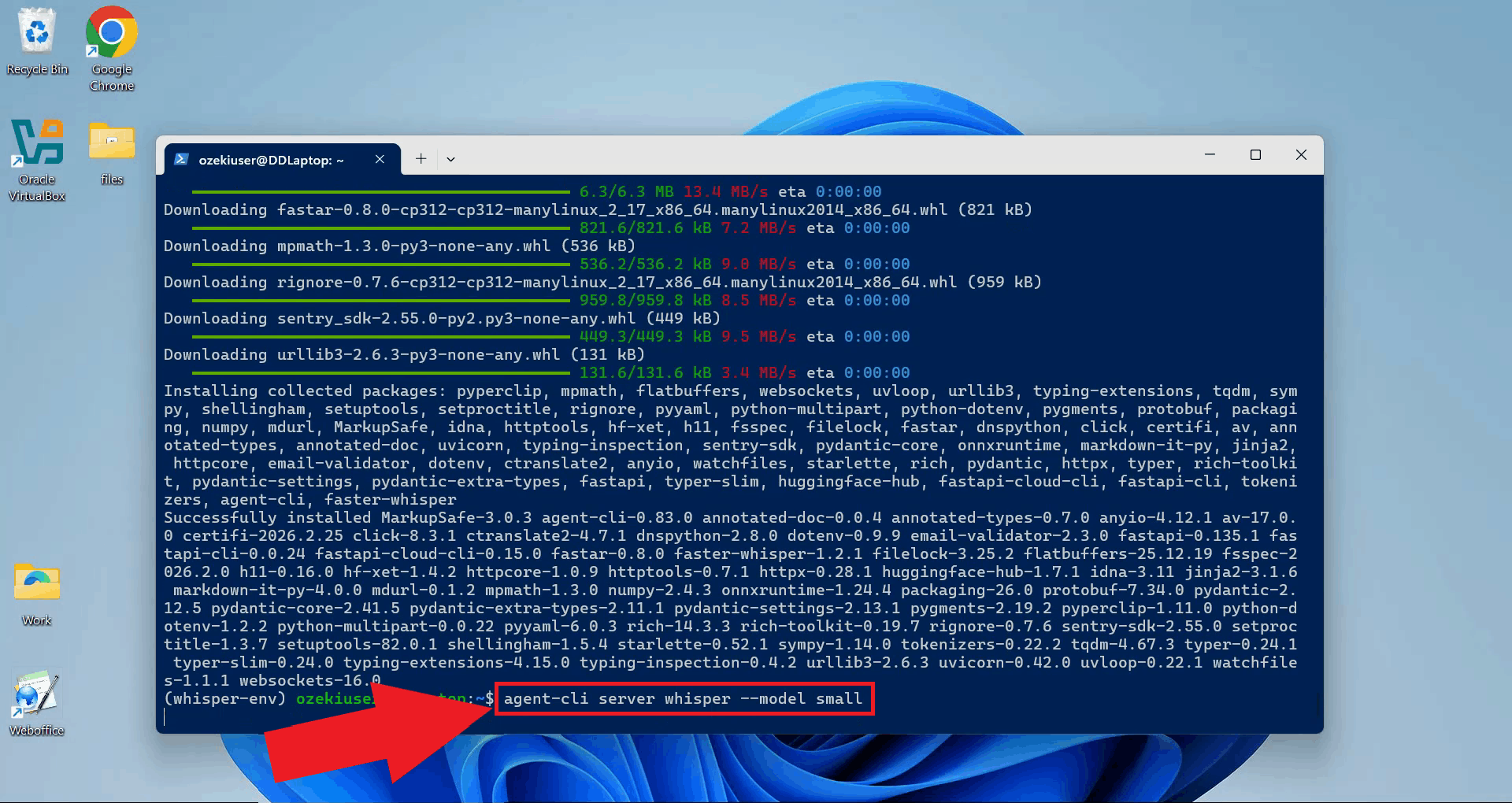 Start Whisper API server