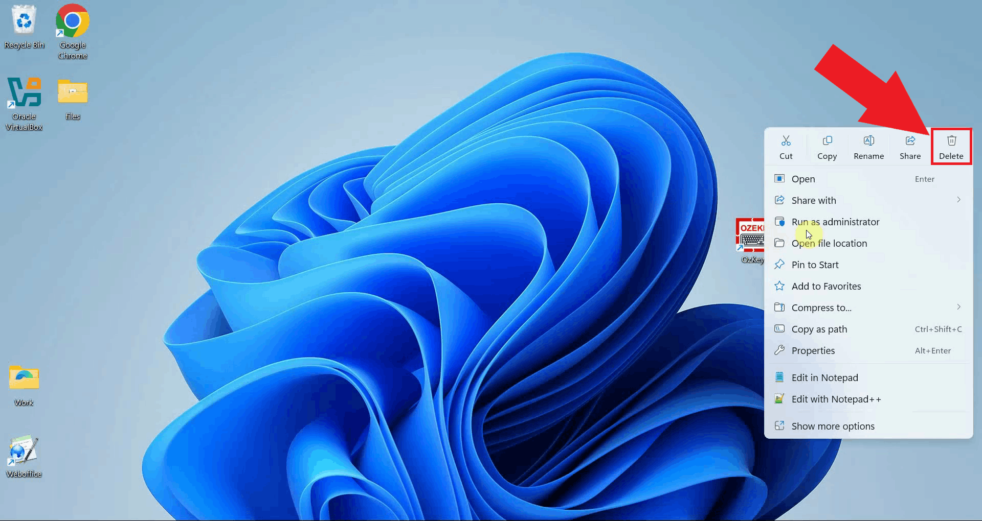 Remove desktop shortcut