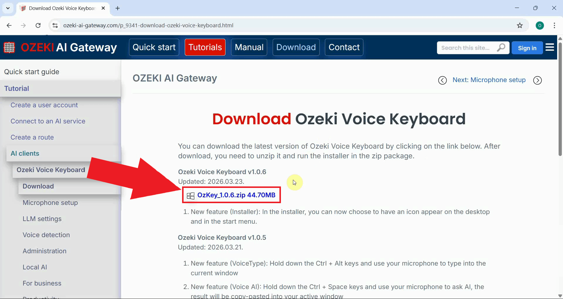 Download OzKey installer