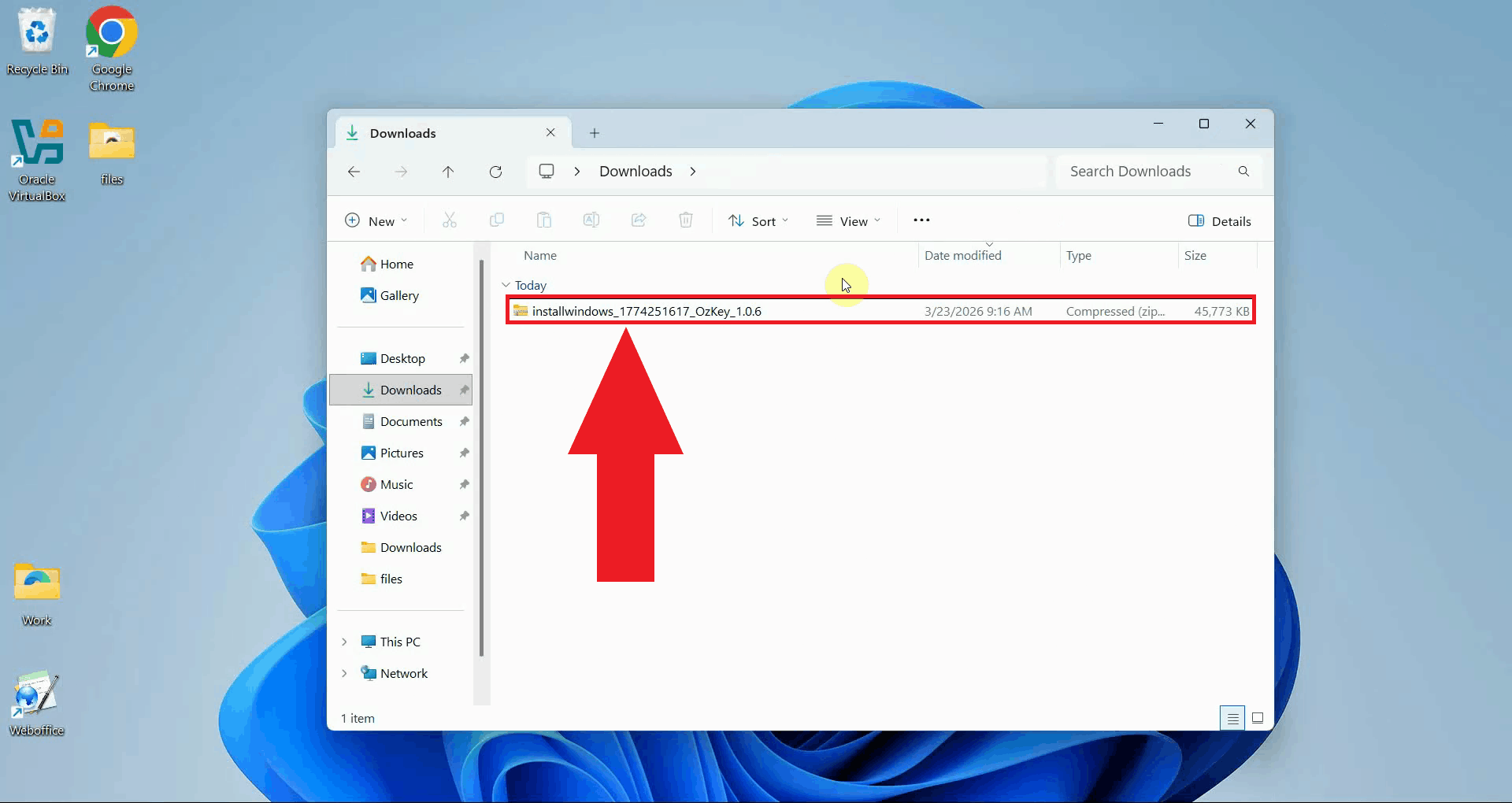 Locate compressed folder in downloads