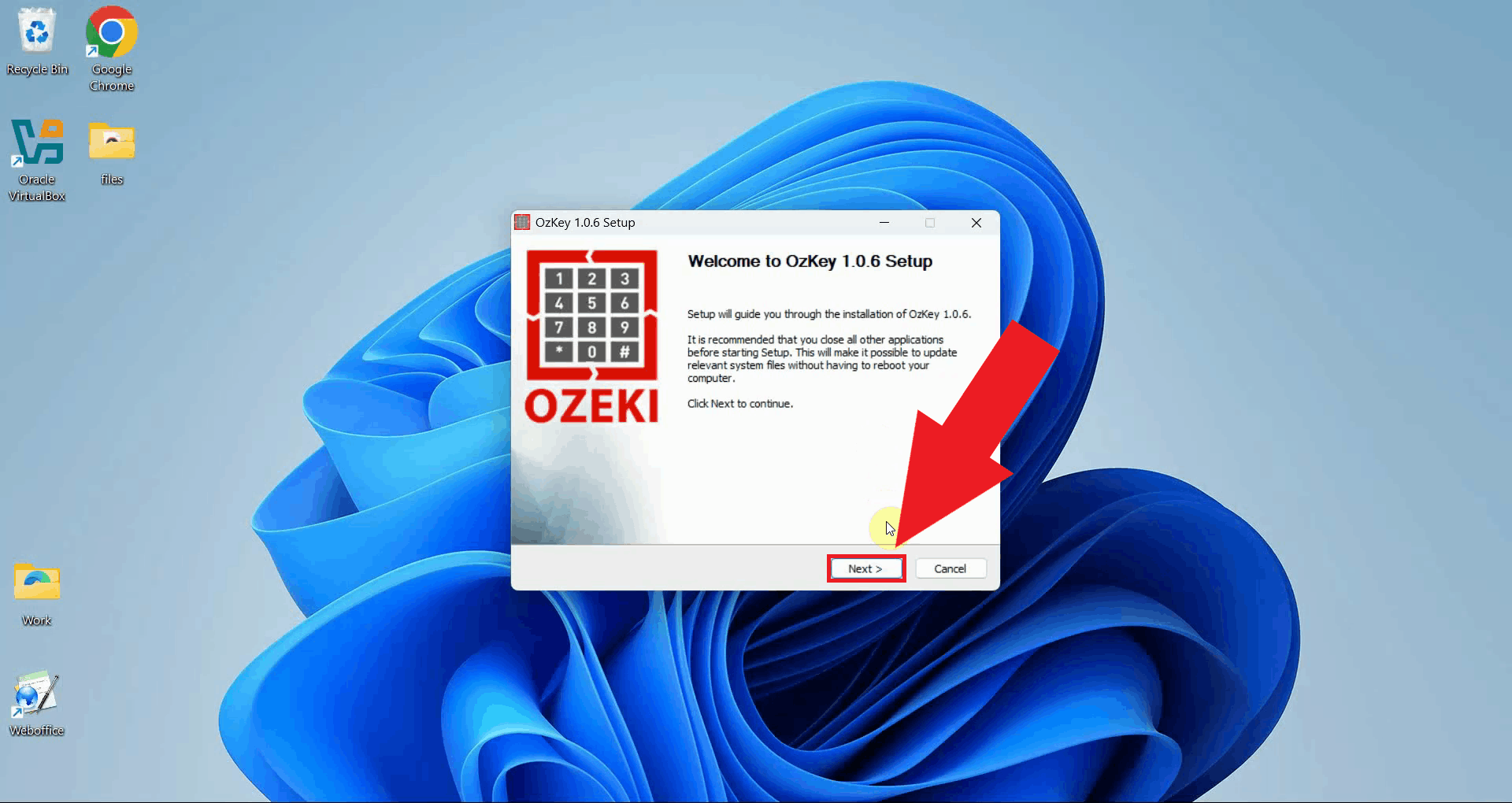 Installer welcome page
