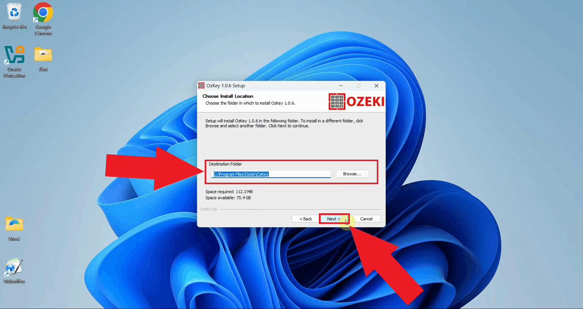 Choose install location