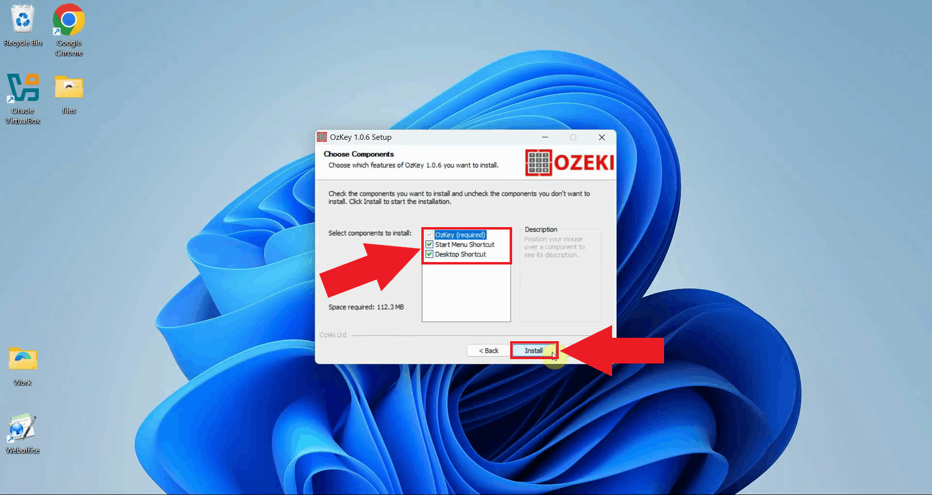 Select components to install