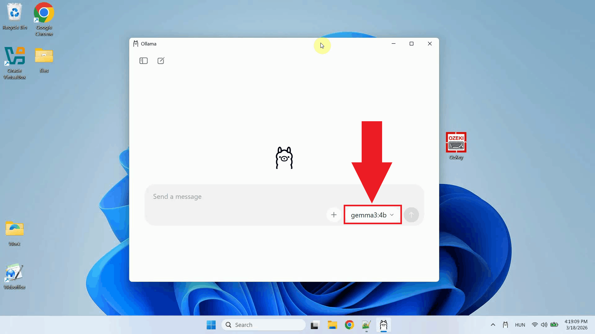Running Ollama with installed AI model