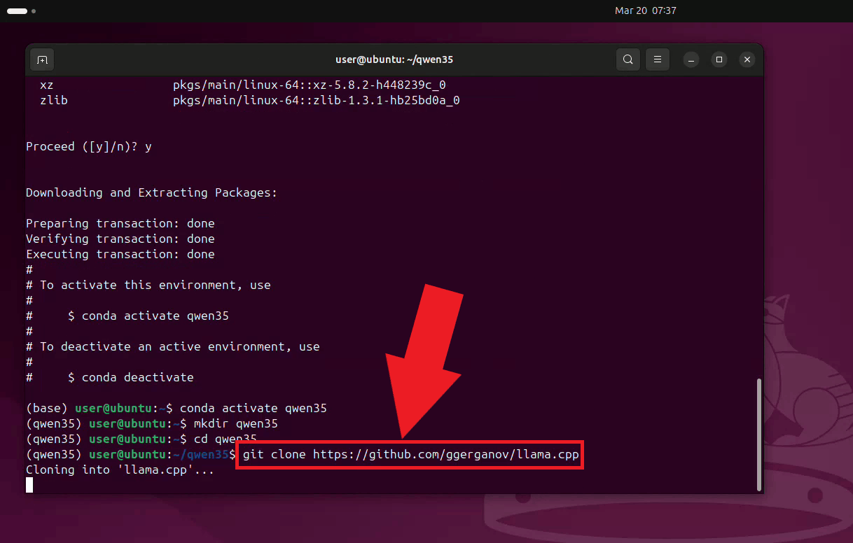 Clone LLama.cpp using Git