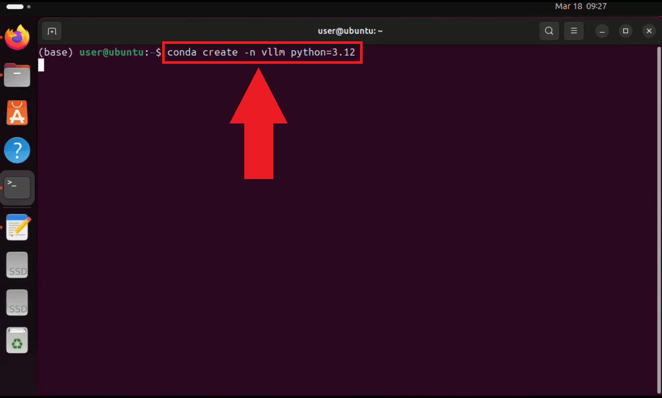 Open terminal and create Conda environment