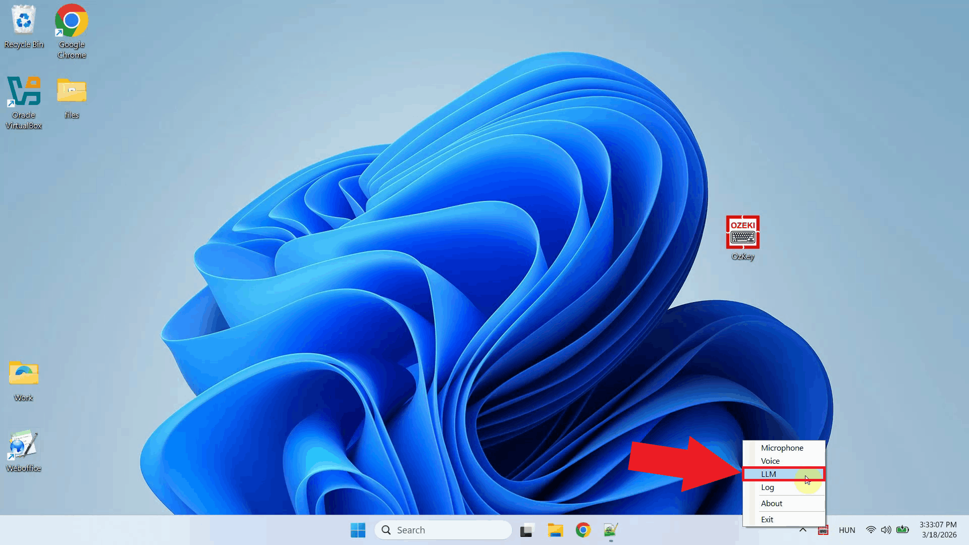 Open LLM settings from context menu