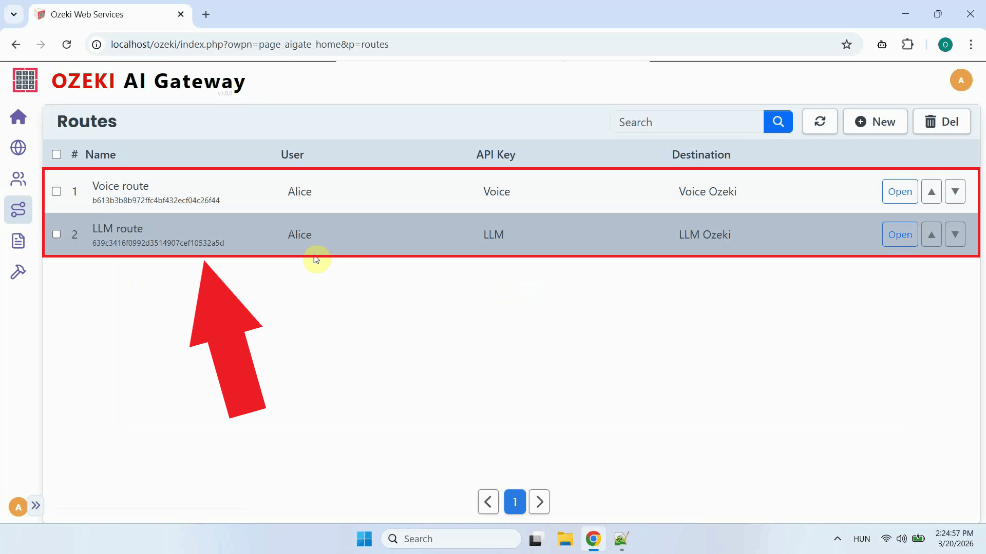 Routes in Ozeki AI Gateway