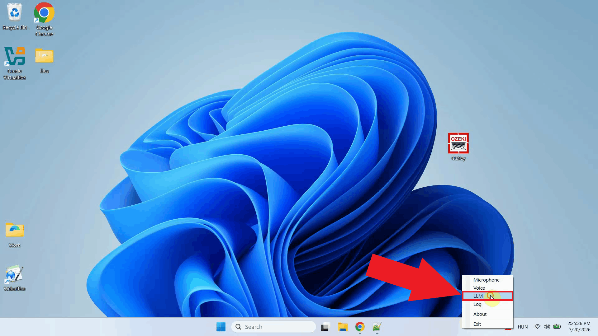 Open LLM settings from context menu