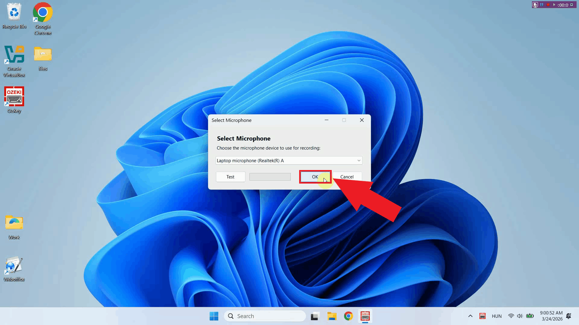 Click OK to save settings