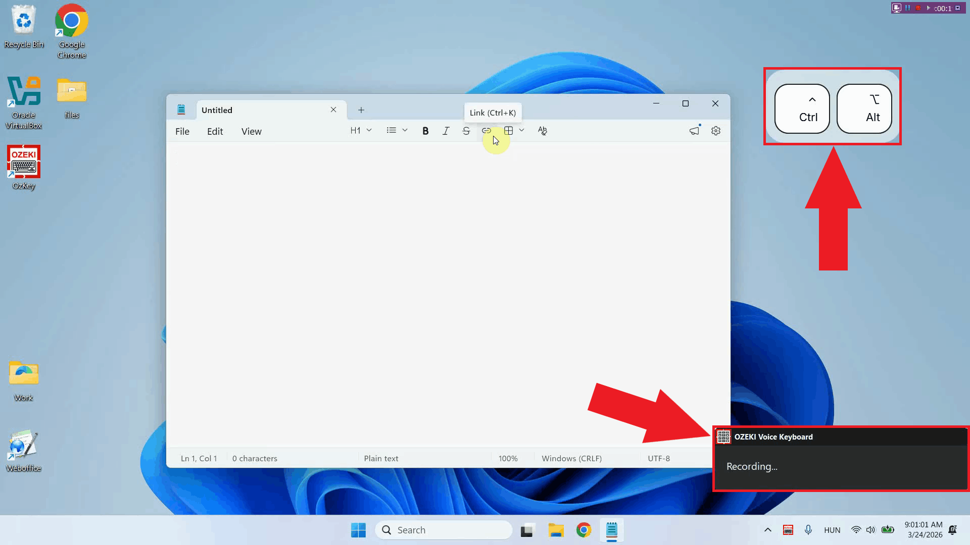 Use OzKey speech-to-text