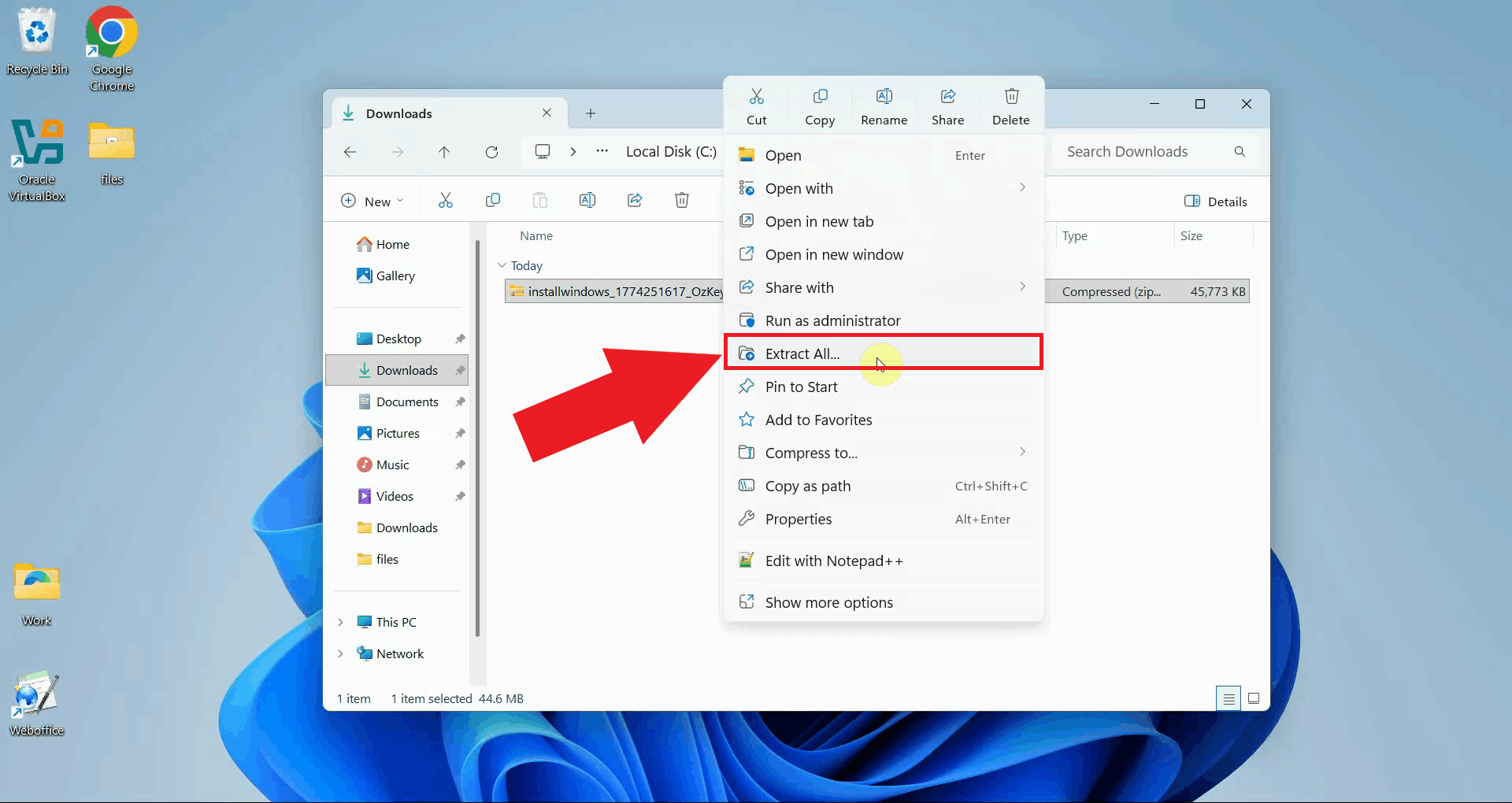 Extract folder