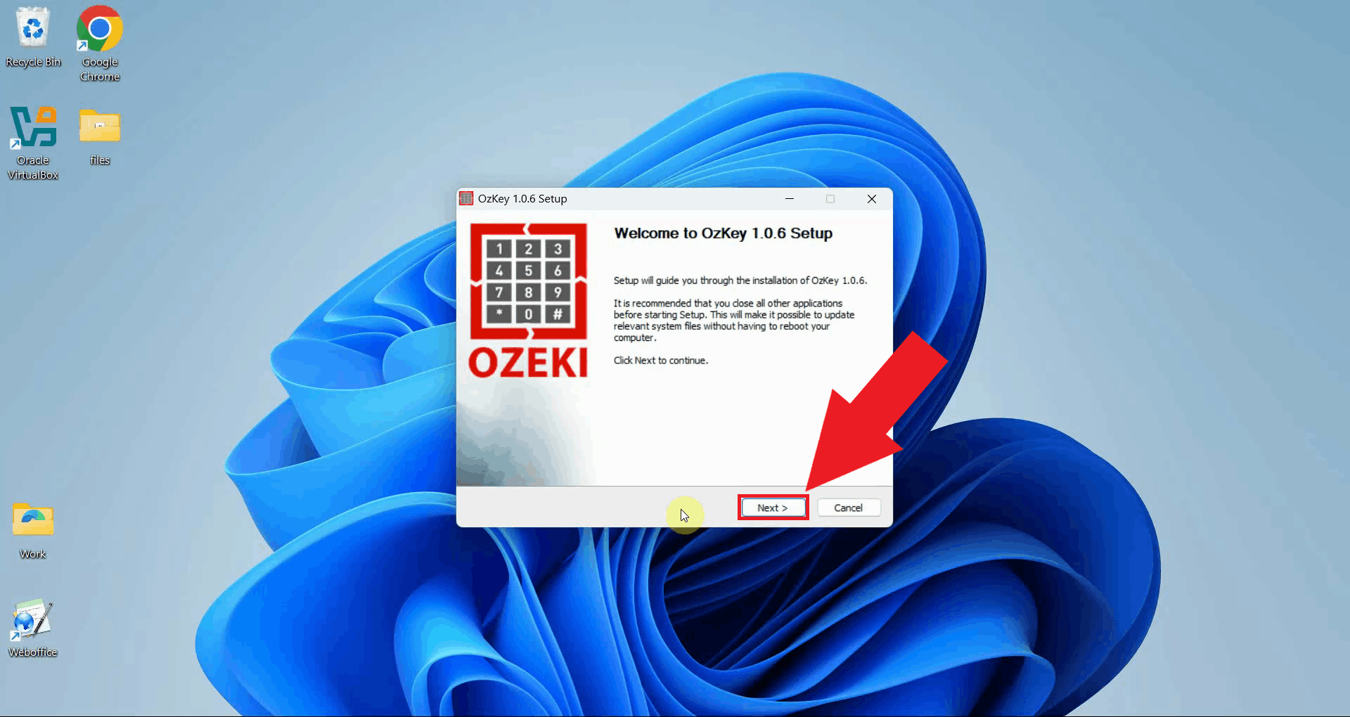 Installer welcome page