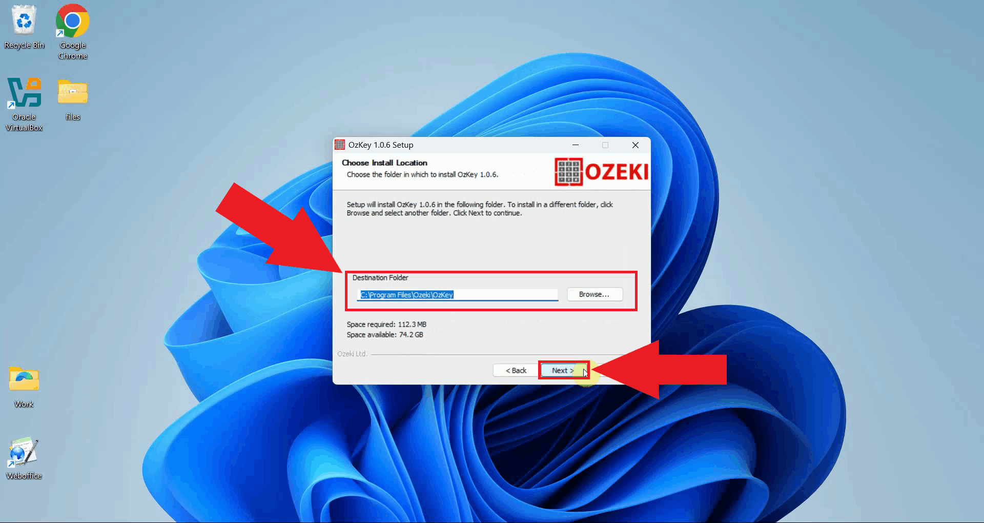 Choose install location