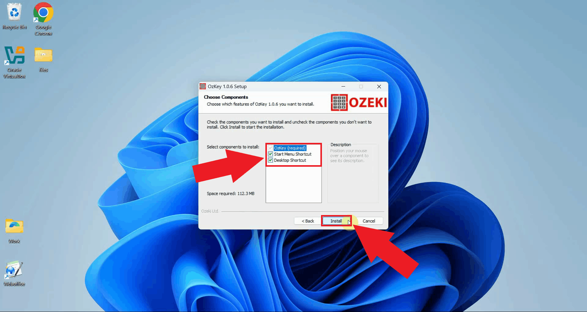 Select components to install