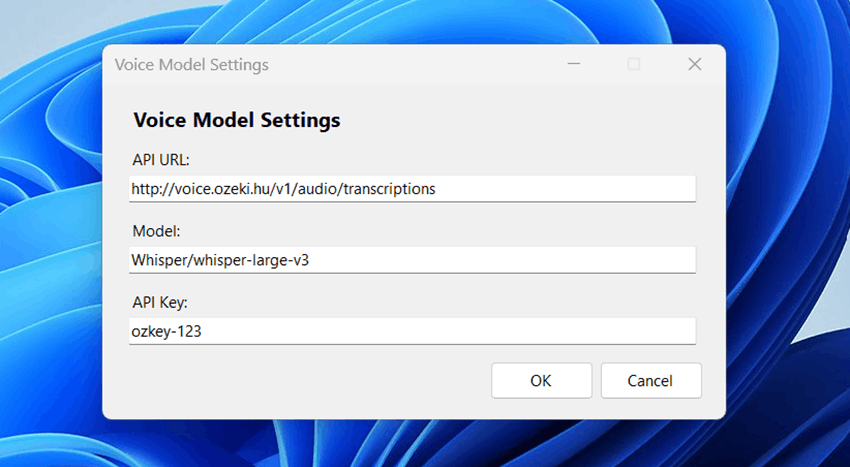 Voice model settings