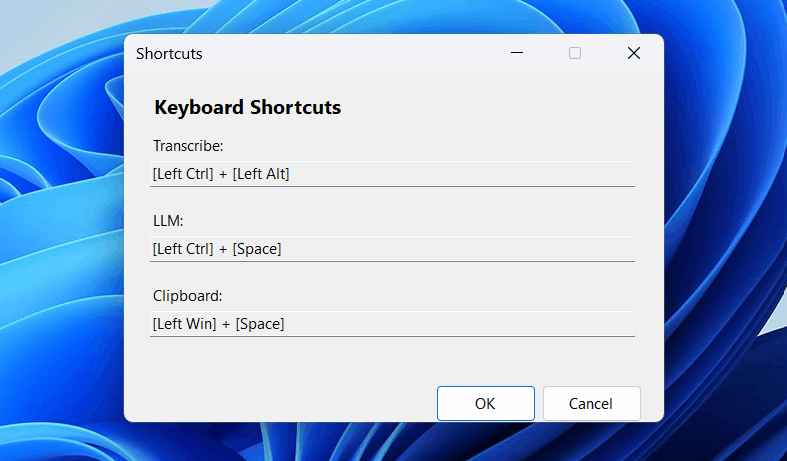 Keyboard hotkey settings